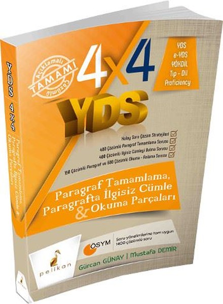 4x4 YDS Seti 2. Kitap Paragraf Tamamlama Paragrafta İlgisiz Cümle ve Okuma Parçaları
