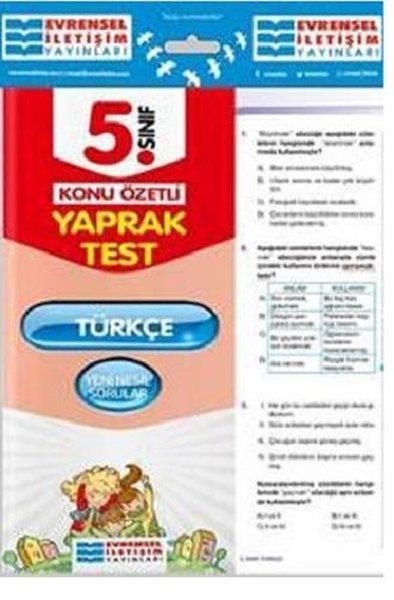 5.Sınıf Türkçe Konu Özetli Yaprak Test