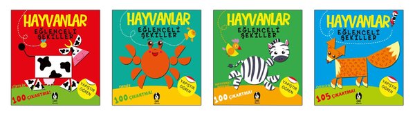 Hayvanlar Eğlenceli Şekiller Seti-4 Kitap Takım