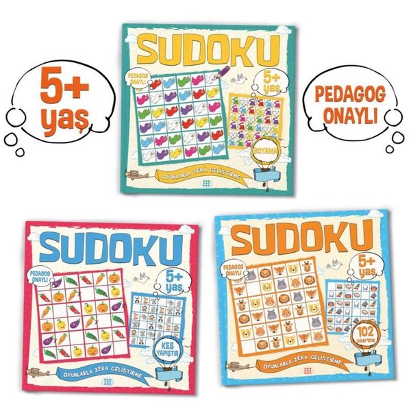 Çocuklar İçin Sudoku Seti - 5+Yaş - 3 Kitap Takım