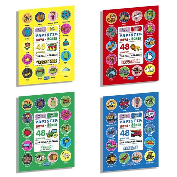 İlk Kelimelerle Yapıştır Boya Öğren Seti - 4 Kitap Takım