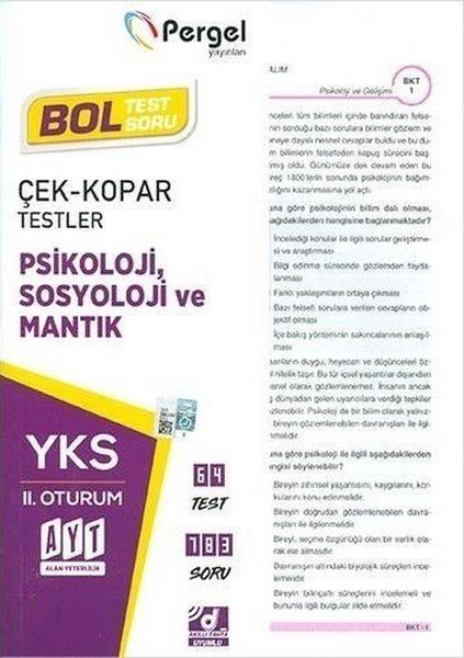 AYT Psikoloji Sosyoloji ve Mantık Çek Kopar Testler