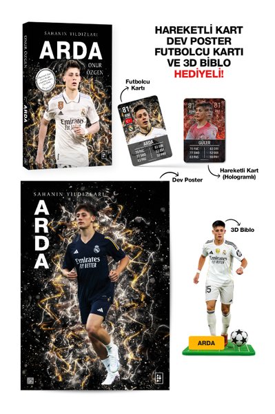 Arda - Sahanın Yıldızları - Hareketli Kart - Dev Poster - Futbolcu Kartı ve 3D Biblo Hediyeli