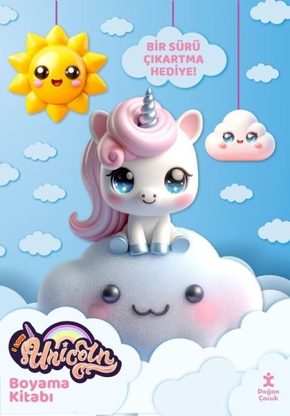 I Love Unicorn - Boyama Kitabı - Günaydın Dünya - Bir Sürü Çıkartma Hediye!