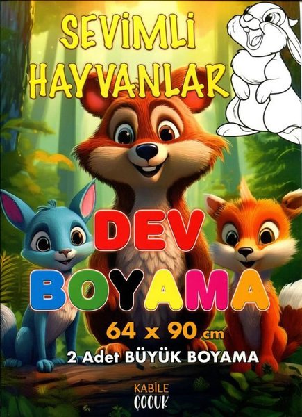 Sevimli Hayvanlar Dev Boyama 64x90 cm 2 Adet Büyük Boyama Posteri
