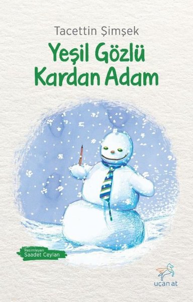 Yeşil Gözlü Kardan Adam - Siyah - Beyaz Resimli Baskı