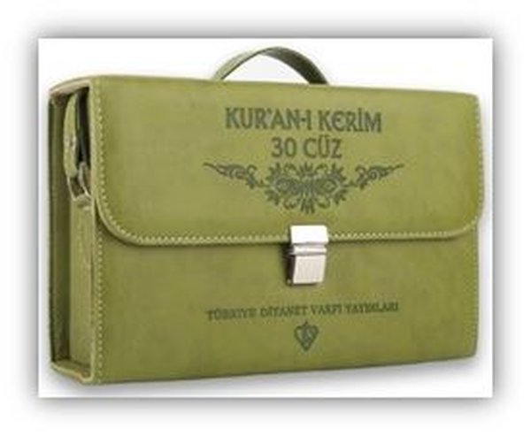 Kur'an-ı Kerim Orta Boy 30 Cüz Yeşil Çanta Kare Kodlu
