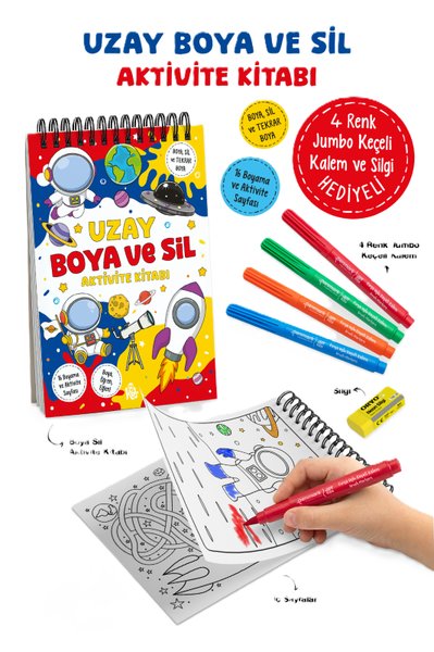 Uzay - Boya ve Sil Aktivite Kitabı 3 + Yaş