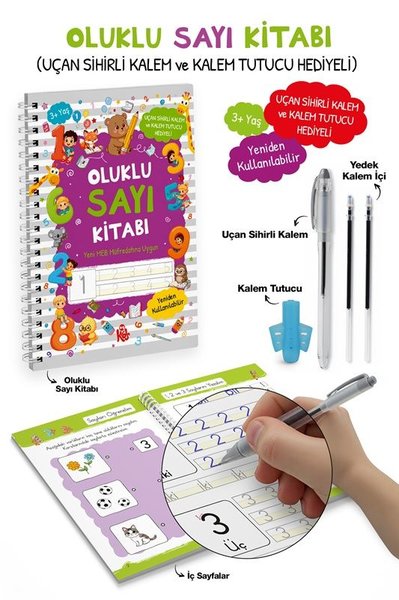 Oluklu Sayı Kitabı - Uçan Sihirli Kalem ve Kalem Tutucu Hediyeli 3+ Yaş